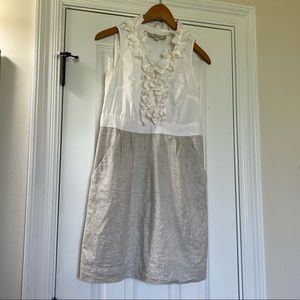 White/Tan Dress with Texture Size 4P from LOFT
